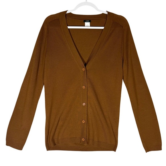 J.Crew Sweaters - J Crew 100% Merino Wool Lightweight Cardigan Sweater Sz M Brown Button Front